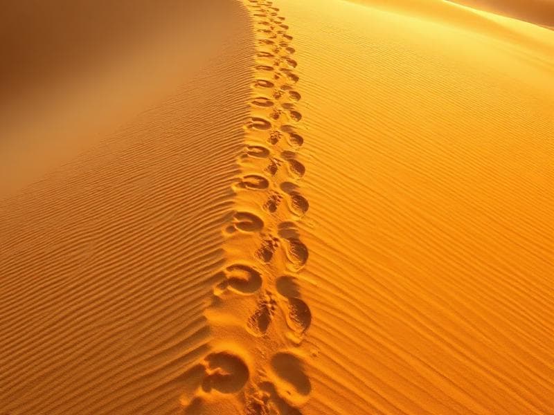 Footprints across a dune